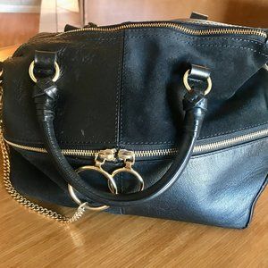 See By Chloe Emy Leather Crossbody Bag: Black leather & suede with gold accents